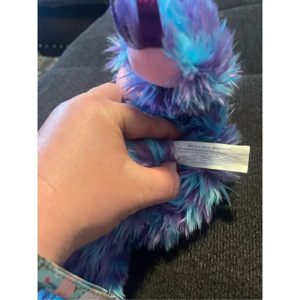 Build-A-Bear Workshop Purple Blue Fluffy Stripe Sloth Plush Stuffed Animal 14
